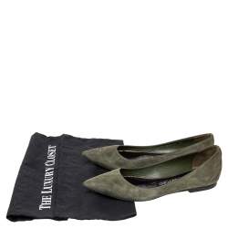 Tom Ford Green Suede Pointed Toe Ballet Flats Size 36