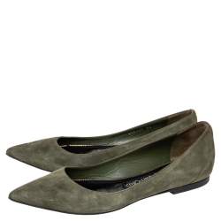 Tom Ford Green Suede Pointed Toe Ballet Flats Size 36