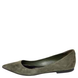 Tom Ford Green Suede Pointed Toe Ballet Flats Size 36