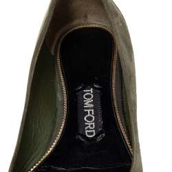 Tom Ford Green Suede Pointed Toe Ballet Flats Size 36