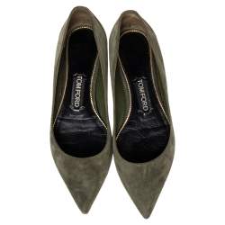 Tom Ford Green Suede Pointed Toe Ballet Flats Size 36