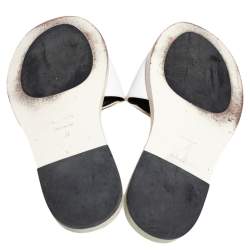 Tom Ford White Leather TF Slide Sandals Size 37