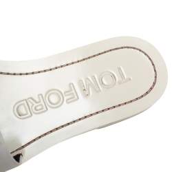 Tom Ford White Leather TF Slide Sandals Size 37