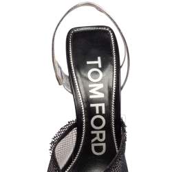 Tom Ford Black Mesh, Pvc and Leather Slingback Sandals Size 37.5