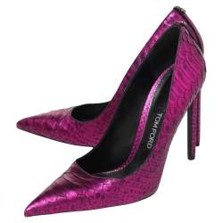 Tom Ford Pink Python Leather Pointed Toe Pumps Size 41