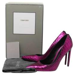 Tom Ford Pink Python Leather Pointed Toe Pumps Size 41