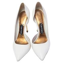 Tom Ford White Leather Half D'orsay Pointed Toe Pumps Size 39
