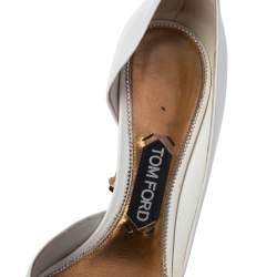 Tom Ford White Leather Half D'orsay Pointed Toe Pumps Size 39