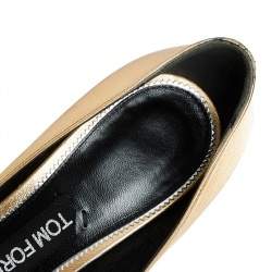 Tom Ford Gold Leather Pointed Toe Pumps Size 37