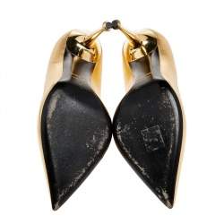 Tom Ford Gold Leather Pointed Toe Pumps Size 37
