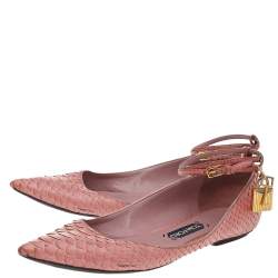 Tom Ford Python Leather Ankle Wrap Lock Ballet Flats Size 41