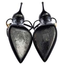 Pre Owned Tom Ford Black Leather Ankle Strap Sandals Size 38.5