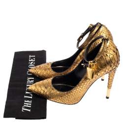 Tom Ford Gold Python Padlock Pumps Size 36