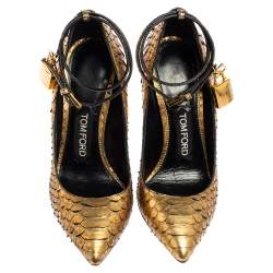 Tom Ford Gold Python Padlock Pumps Size 36