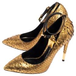 Tom Ford Gold Python Padlock Pumps Size 36