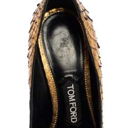 Tom Ford Gold Python Padlock Pumps Size 36