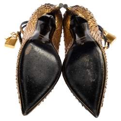 Tom Ford Gold Python Padlock Pumps Size 36