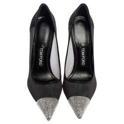 Pre Owned Tom Ford Black Mesh Strass Cap Illusion Pumps Size 38