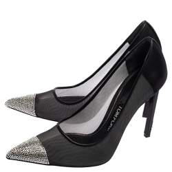 Pre Owned Tom Ford Black Mesh Strass Cap Illusion Pumps Size 38