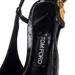 Tom Ford Black Python Padlock Ankle Strap Sandals Size 40.5 