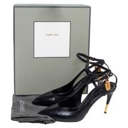 Tom Ford Black Python Padlock Ankle Strap Sandals Size 40.5 