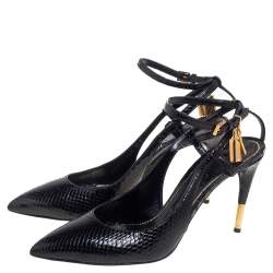 Tom Ford Black Python Padlock Ankle Strap Sandals Size 40.5 