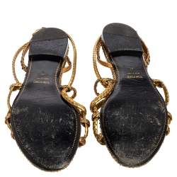 Tom Ford Metallic Gold Snakeskin Flat Sandals Size 41