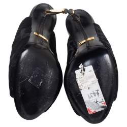 Pre Owned صندل مول توم فورد مقدمة مفتوحة شعر عجل أسود مقاس 37