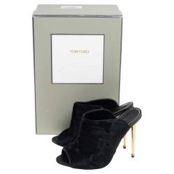 Pre Owned صندل مول توم فورد مقدمة مفتوحة شعر عجل أسود مقاس 37