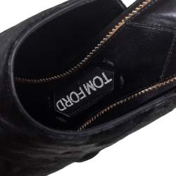 Pre Owned صندل مول توم فورد مقدمة مفتوحة شعر عجل أسود مقاس 37