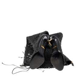 Pre Owned Tom Ford Black Leather Lace Up Over The Knee Boots Size 37