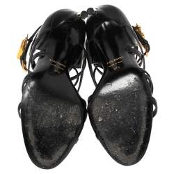 Pre Owned Tom Ford Black Leather Ankle Strap Sandals Size 37.5
