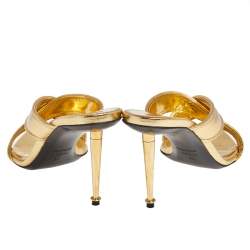 Tom Ford Foil Leather Criss Cross Slide Sandals Size 39