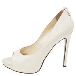 Tom Ford White Python Leather Peep Toe Pumps Pumps Size 39