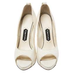 Tom Ford White Python Leather Peep Toe Pumps Pumps Size 39