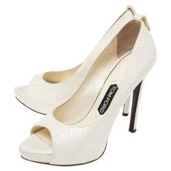 Tom Ford White Python Leather Peep Toe Pumps Pumps Size 39