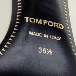 Pre Owned Tom Ford White Patent Leather Padlock Ankle Wrap Pointed Toe Pumps Size 36.5