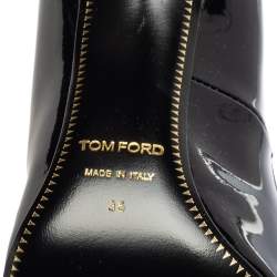 Tom Ford Midnight Blue Patent Leather Padlock Ankle Wrap Pumps Size 36