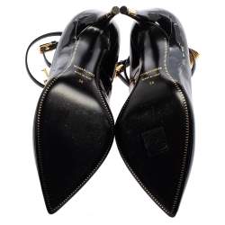 Tom Ford Midnight Blue Patent Leather Padlock Ankle Wrap Pumps Size 36