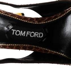 Tom Ford Two-Tone Python Leather Padlock Ankle Strap Pumps Size 39