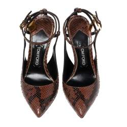 Tom Ford Two-Tone Python Leather Padlock Ankle Strap Pumps Size 39