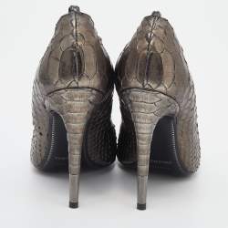 Tom Ford Metallic Grey Python Leather Pointed Toe Pumps Size 35