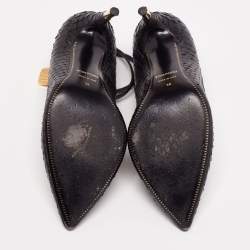 Tom Ford Black Python Leather Padlock Charm Ankle-Strap Pumps Size 38