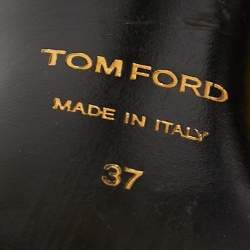 Pre Owned Tom Ford Gold Leather Padlock Ankle-Wrap Booties Size 37