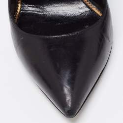 Pre Owned Tom Ford Black Leather Padlock Ankle Wrap Pointed Toe Pumps Size 37