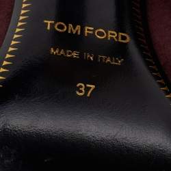 Pre Owned Tom Ford Burgundy Suede Padlock Ankle Wrap Pumps Size 37