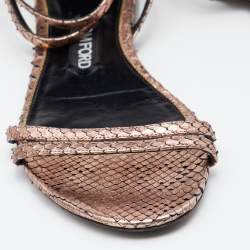 Tom Ford Metallic Brown Python Leather Ankle Strap Sandals Size 41