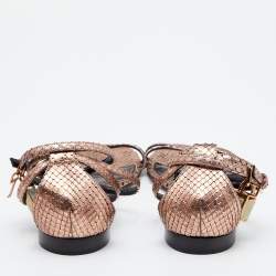 Tom Ford Metallic Brown Python Leather Ankle Strap Sandals Size 41
