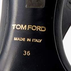 Pre Owned Tom Ford Black Leather Buckle Detail T-Strap Sandals Size 36