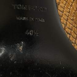 Pre Owned Tom Ford Metallic Gold Python Leather Zipper Trim Pumps Size 40.5